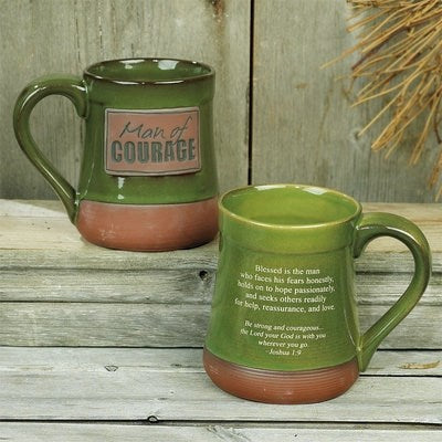 Mug-Pottery-Man Of Courage-Green (20 Oz)