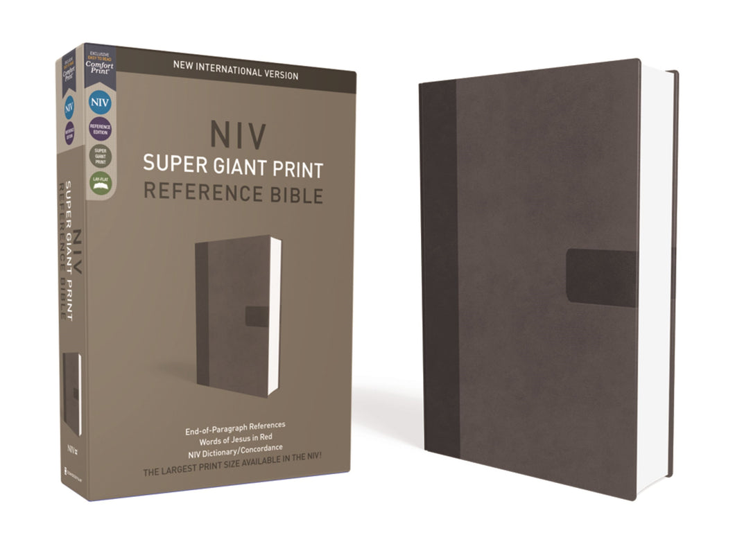 NIV Super Giant Print Reference Bible-Charcoal Leathersoft