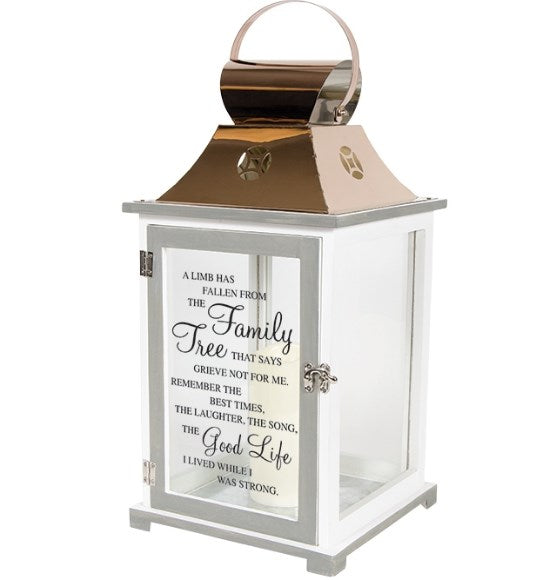 Lantern-Light The Way w/LED Candle & Timer-Family Tree (18.5