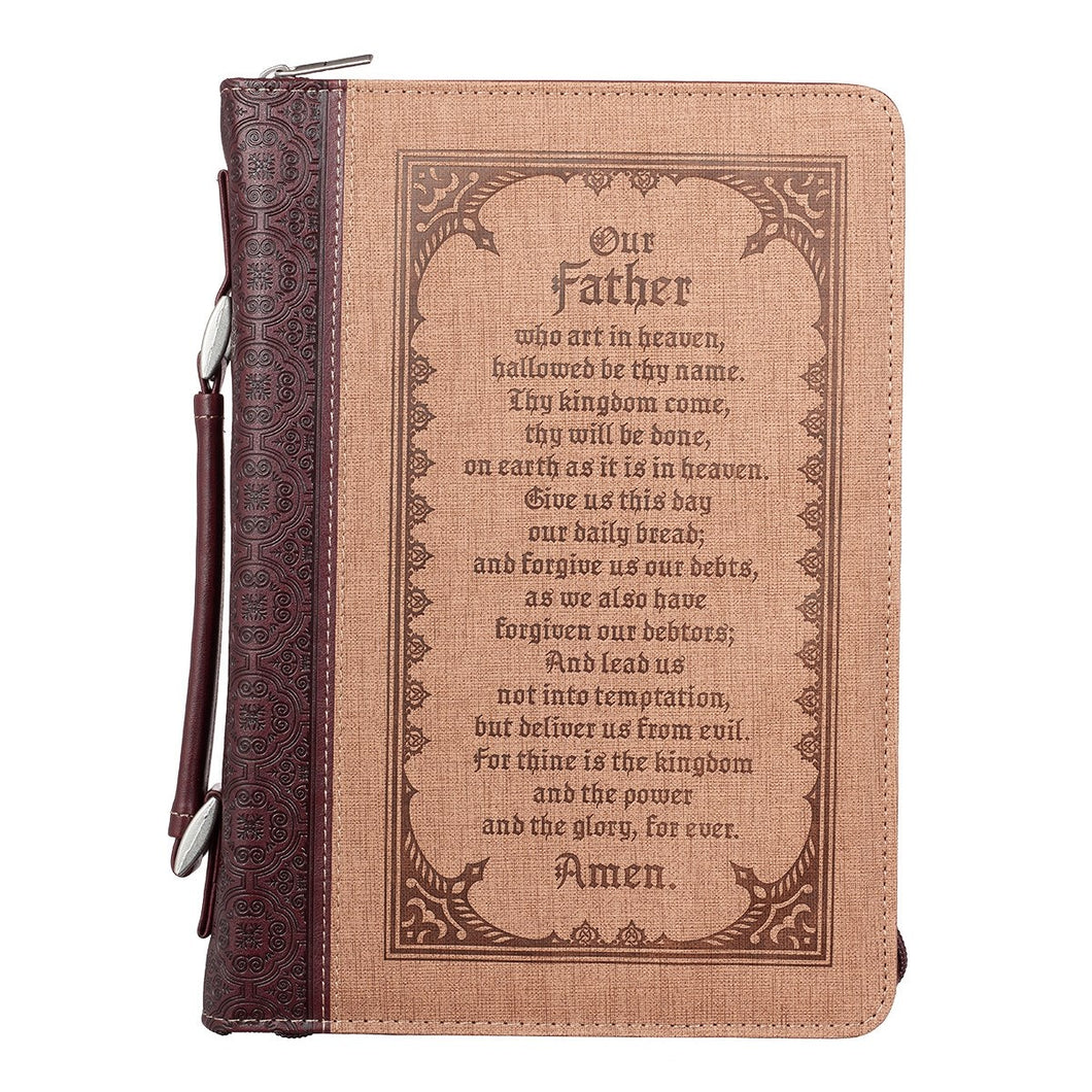 Bible Cover-Classic Luxleather-Our Father-Tan-LRG