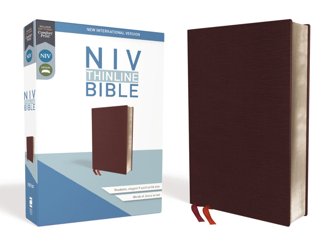 NIV Thinline Bible (Comfort Print)-Burgundy Bonded Leather
