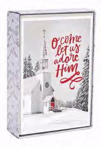 Card-Boxed-Christmas-Black & White Church (Box Of 18)