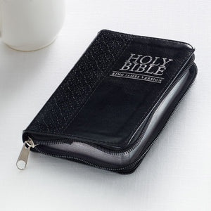 KJV Pocket Bible-Black Faux Leather w/Zipper