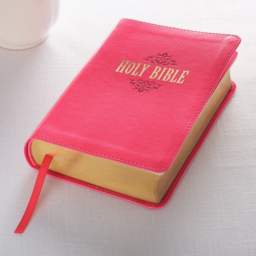 KJV Large Print Compact Bible-Pink Faux Leather