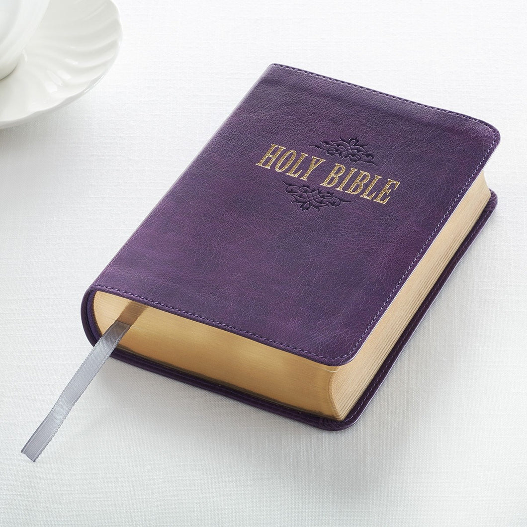 KJV Large Print Compact Bible-Purple Faux Leather