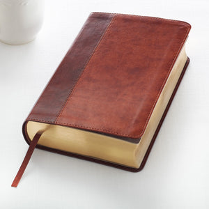 KJV Giant Print Bible-Dark Brown/Tan Faux Leather