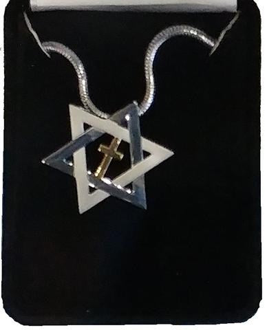 Necklace-Star Of David w/Cross Inside