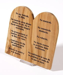 Spanish-Plaque-Ten Commandments w/Stand (Spanish & Hebrew)
