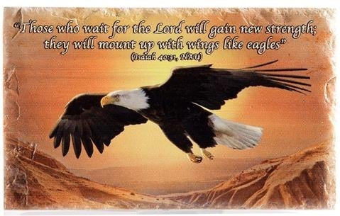 Desktop-On Eagles Wings Stone (Isaiah 40:31) In Gift Box