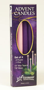 Advent Candle Set-3 Purple/1 Pink (10")