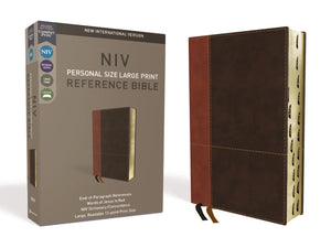 NIV Personal Size Large Print Reference Bible (Comfort Print)-Tan/Brown LeatherSoft Indexed