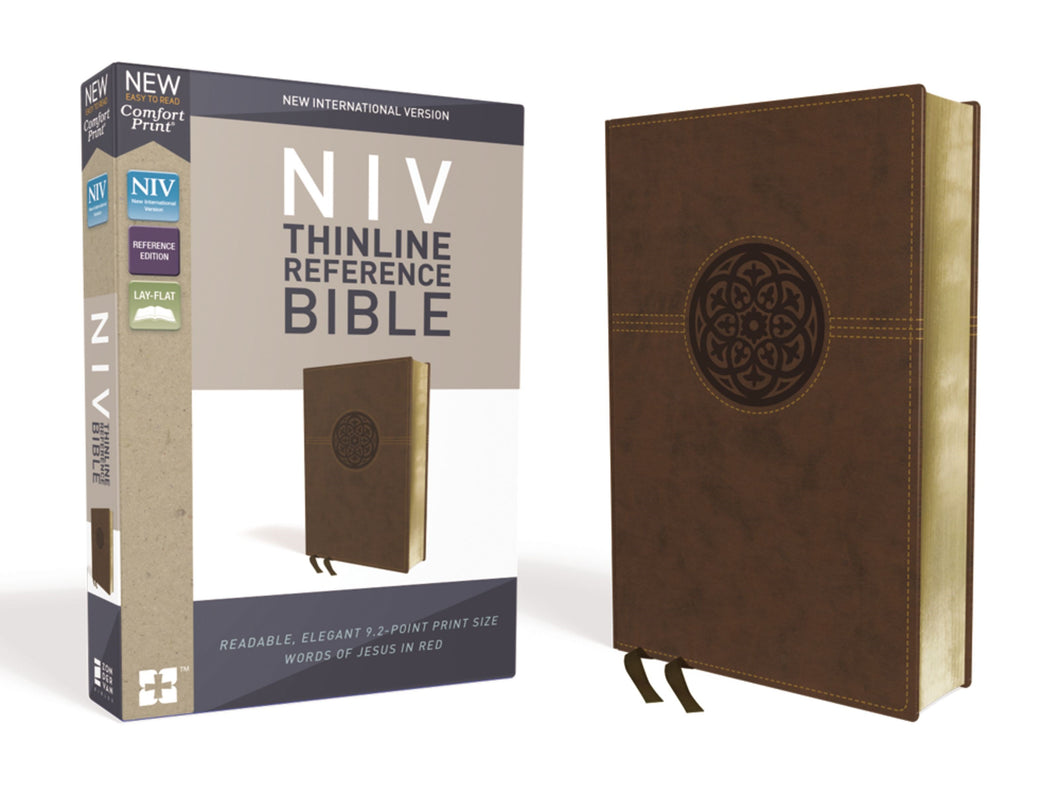 NIV Thinline Reference Bible (Comfort Print)-Brown LeatherSoft