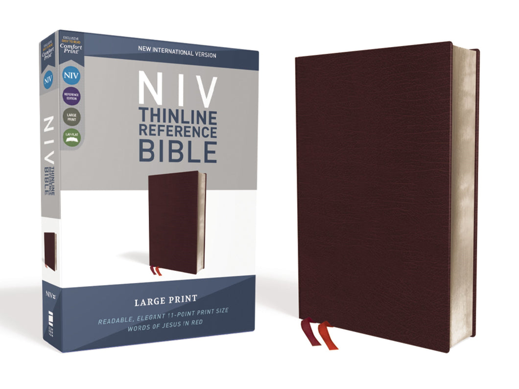 NIV Thinline Reference Bible/Large Print (Comfort Print)-Burgundy Bonded Leather