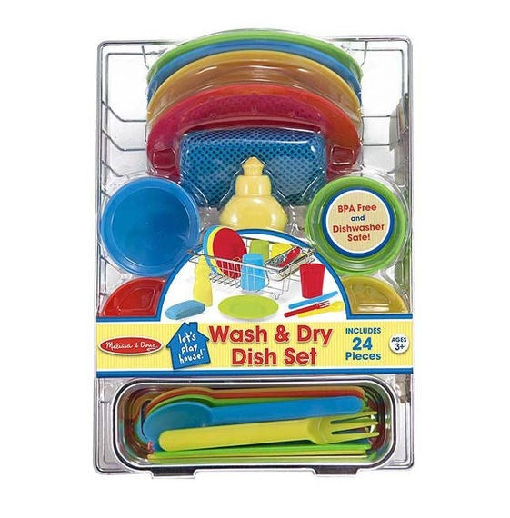 Pretend Play-Wash & Dry Dish Set (24 Pieces) (Ages 3+)