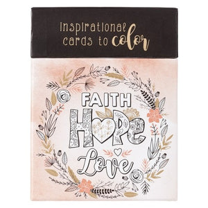 Coloring Cards Faith Hope Love (Box Of 44)
