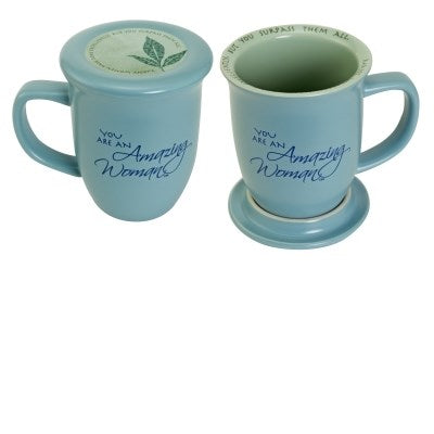 Mug-Grace Outpoured-Amazing Woman-Blue/Green Interior W/Coaster/Lid
