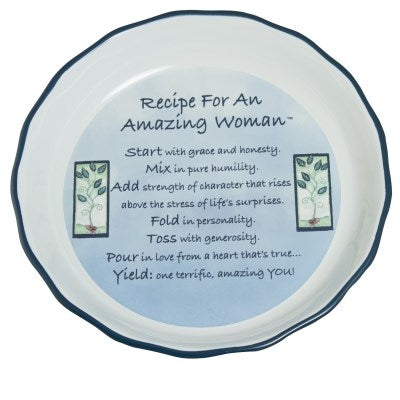 Pie Plate-Deep Dish-Amazing Woman-Blue (10-1/2