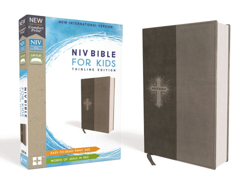 NIV Thinline Bible For Kids (Comfort Print)-Gray Leathersoft