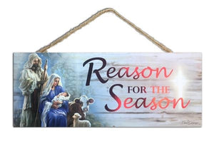 Sign-Reason For The Season w/Rope Hanger & Foil (10" x 4")