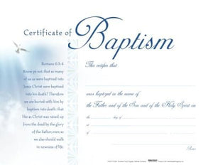 Certificate-Baptism-White Clouds (5.5" x 3.5") (Pack Of 6)