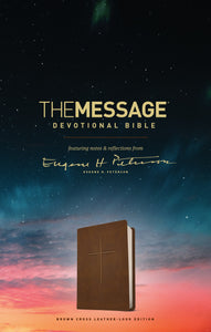 The Message Devotional Bible-Brown Cross LeatherLook