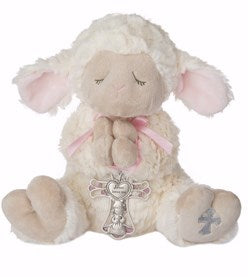 Plush-Serenity Lamb w/Crib Cross-Girl