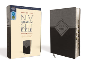 NIV Premium Gift Bible (Comfort Print)-Black/Gray Leathersoft Indexed