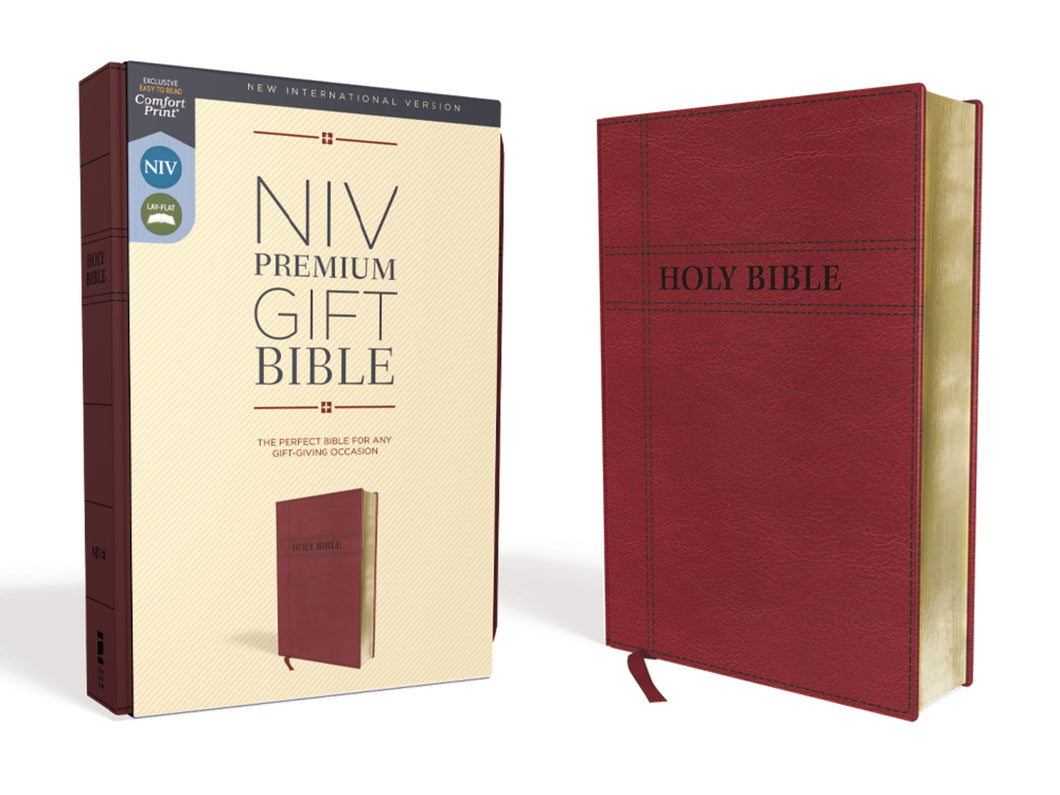 NIV Premium Gift Bible (Comfort Print)-Burgundy Leathersoft