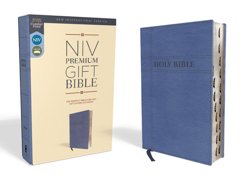 NIV Premium Gift Bible (Comfort Print)-Navy Leathersoft Indexed