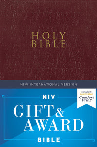NIV Gift & Award Bible (Comfort Print)-Burgundy Leather-Look