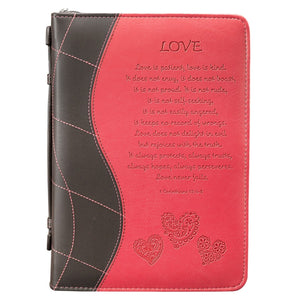 Bible Cover-Trendy Luxleather-Love-XLG-Pink/Black