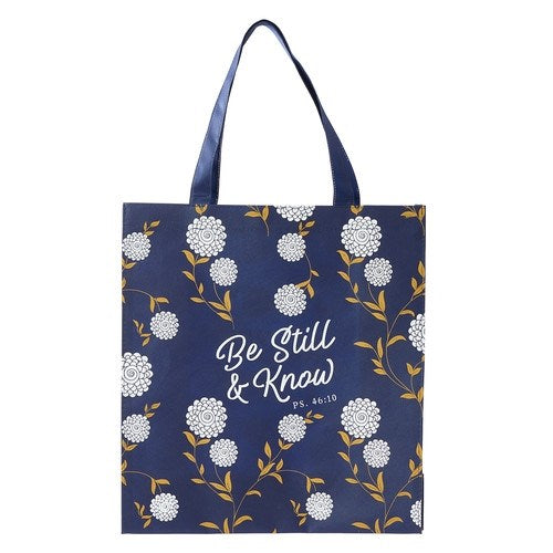 Tote Bag-Be Still-Blue Floral-Non-Woven