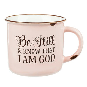 Mug-Be Still And Know w/Gift Box (Psalm 46:10)-Pink Camp Style (MUG566)