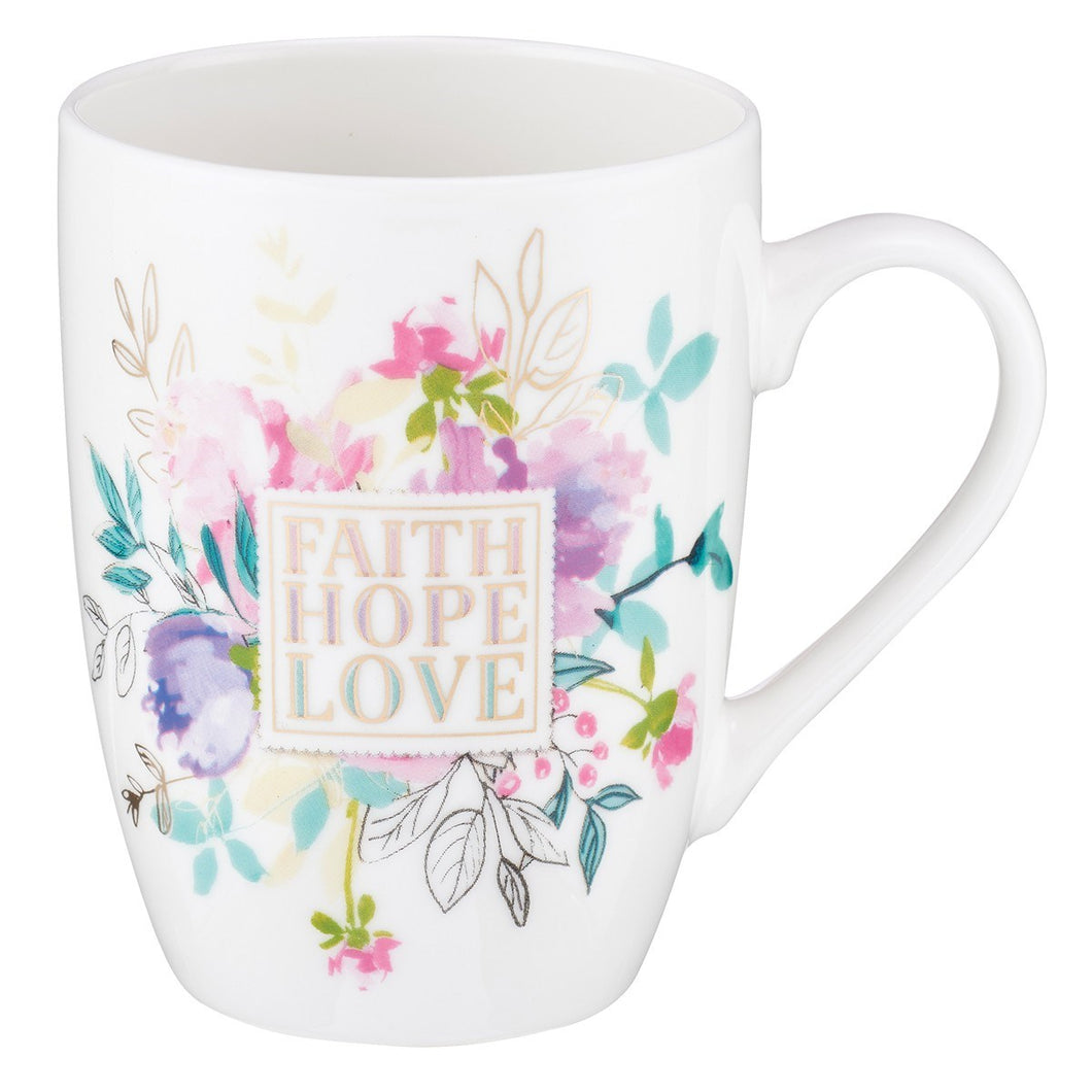 Mug-Faith Hope Love w/Gift Box-White (MUG546)