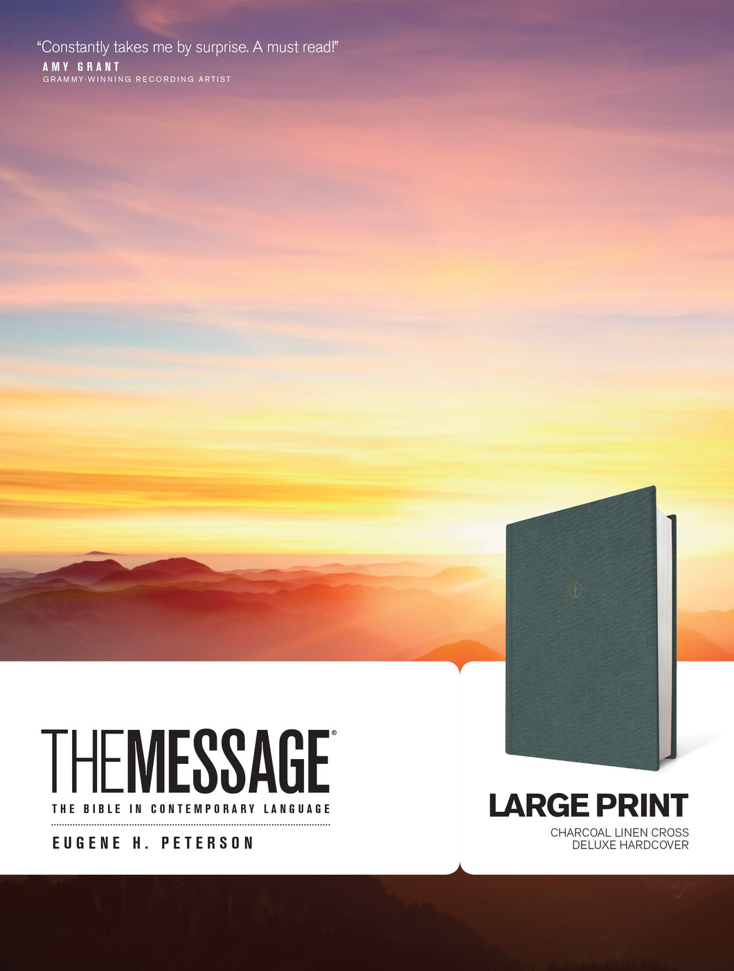 The Message/Large Print Bible-Charcoal Hardcover