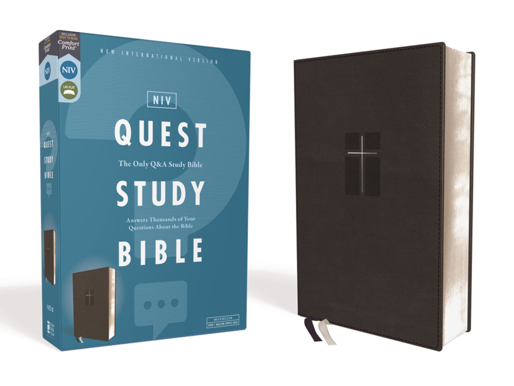 NIV Quest Study Bible (Comfort Print)-Black Leathersoft