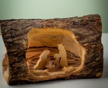 Nativity-Olive Wood-Log (3" X 5")