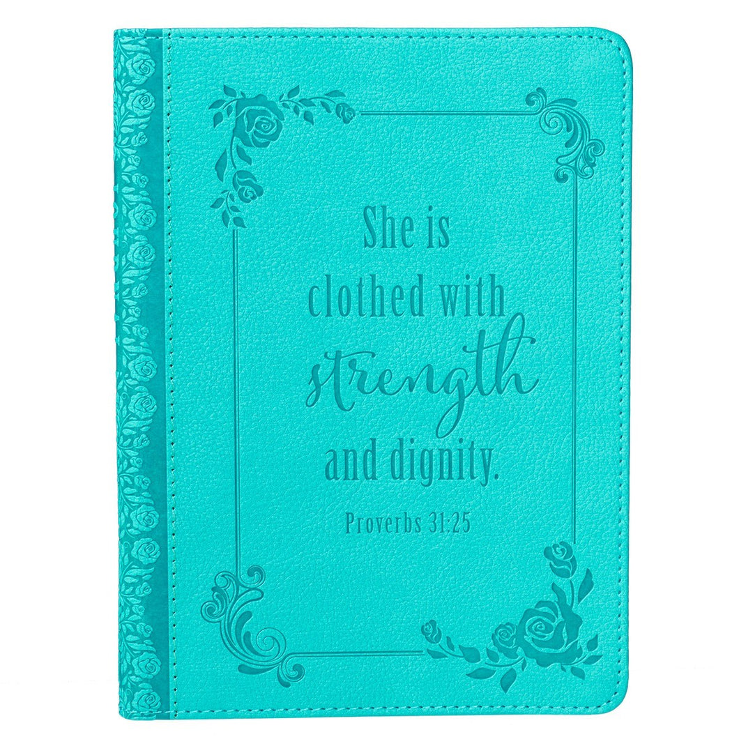 Journal-LuxLeather Flexcover-Strength and Dignity-Teal