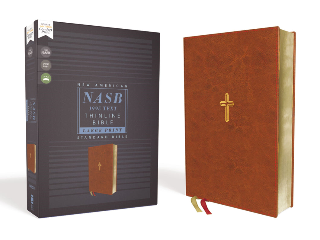 NASB 1995 Thinline Bible/Large Print (Comfort Print)-Brown Leathersoft
