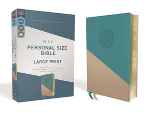 NIV Personal Size Large Print Bible (Comfort Print)-Teal/Gold Leathersoft