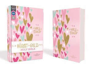 NIV Heart Of Gold Holy Bible (Comfort Print)-Pink Hardcover
