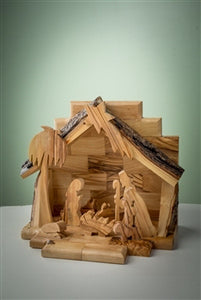 Nativity-Olive Wood-One Piece With Silhouette Figures (6" x 7")