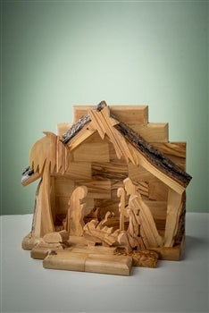 Nativity-Olive Wood-One Piece With Silhouette Figures (6