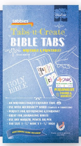 Bible Tab-Tabs-U-Create-Writeable & Printable (Pack Of 80)