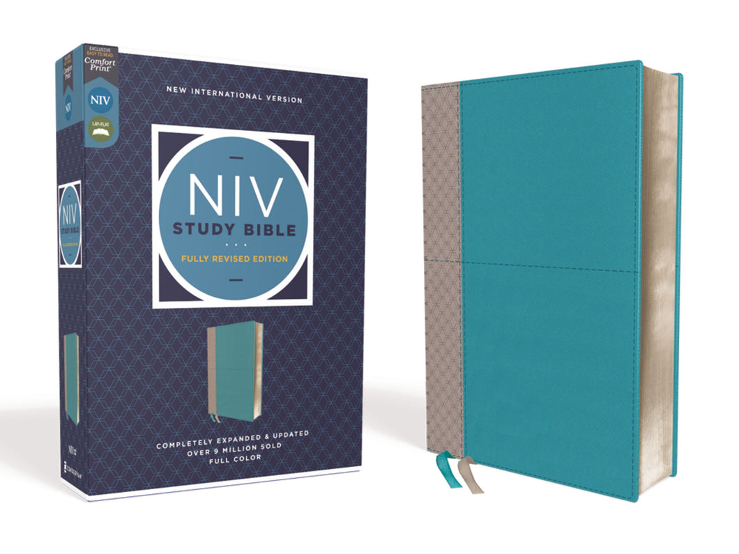 NIV Study Bible (Fully Revised Edition) (Comfort Print)-Teal/Gray Leathersoft