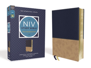 NIV Study Bible (Fully Revised Edition) (Comfort Print)-Navy/Tan Leathersoft