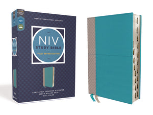 NIV Study Bible (Fully Revised Edition) (Comfort Print)-Teal/Gray Leathersoft Indexed