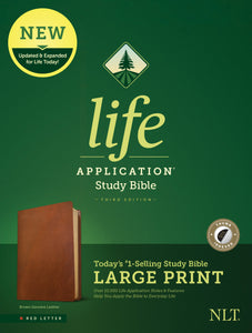NLT Life Application Study Bible/Large Print (Third Edition) (RL)-Brown Genuine Leather Indexed