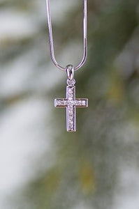 Necklace-Eden Merry-Clear Little Cross Pendant
