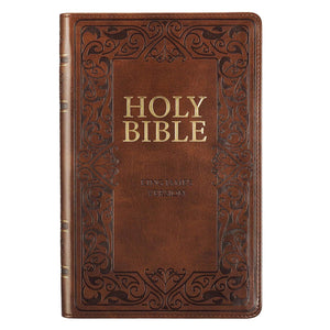 KJV Deluxe Gift Bible-Brown Faux Leather Indexed